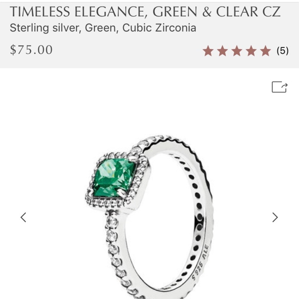 Pandora Timeless elegance green size 54 ring